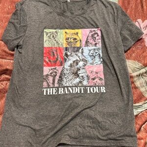 Gray and Red Short Sleeve Tee with Vibrant Animal Graphic